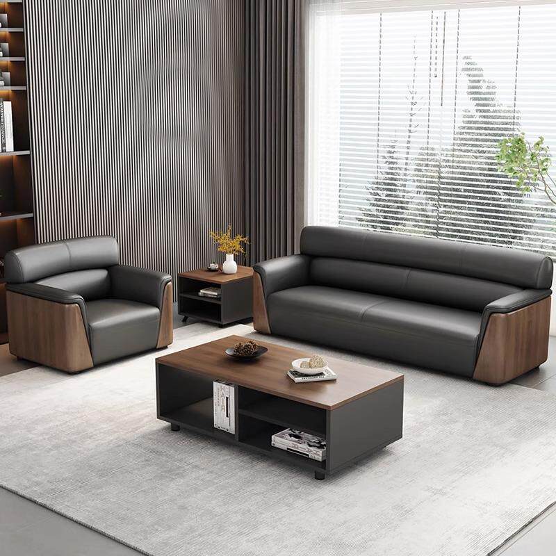 办公室沙发商务休息区贵宾室接待会议室真皮办公沙发茶几组合套装