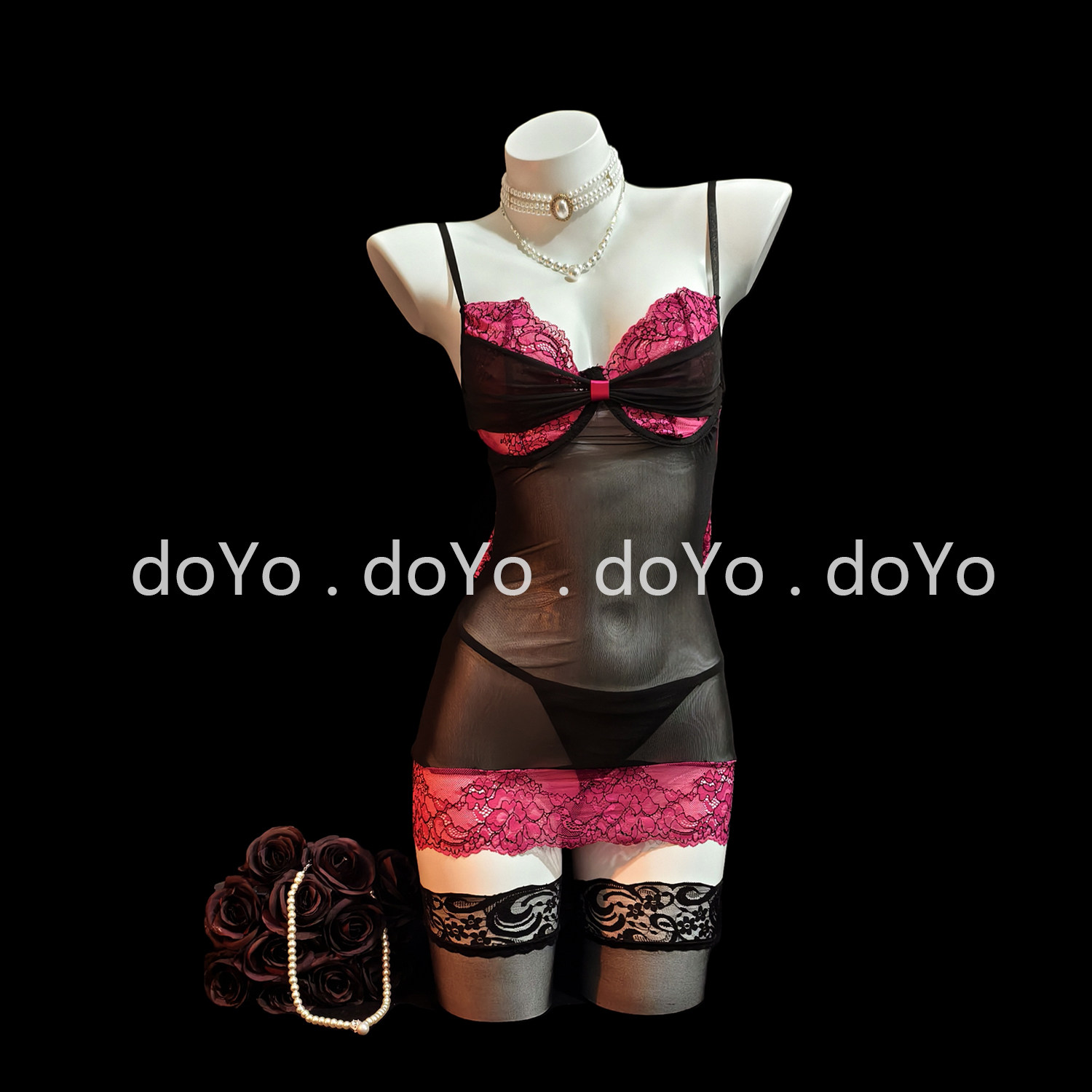 doYo情趣内衣2026新款性感小胸聚拢睡衣蕾丝透视羞耻紧身包臀睡裙