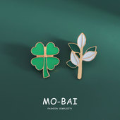 好运四叶草幸运草胸针ins个性 创意植物金属徽章学生书包别针配饰