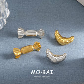 韩国fever同款 牛角包糖果胸针设计感小众别针固定衣服西装 配饰品