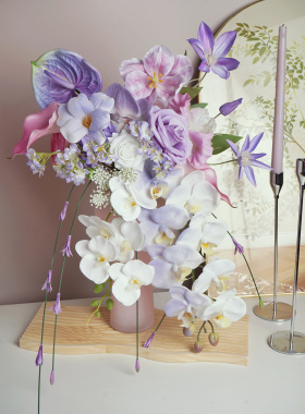 幻想紫色人造花套装蝴蝶兰花艺客厅入口花电视柜装饰人造花