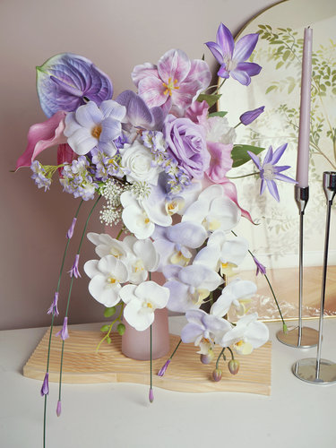 幻想紫色人造花套装蝴蝶兰花艺客厅入口花电视柜装饰人造花