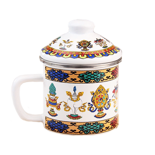 加厚搪瓷杯经典怀旧搪瓷盖杯口杯水杯办公室茶杯搪瓷缸子随手杯子