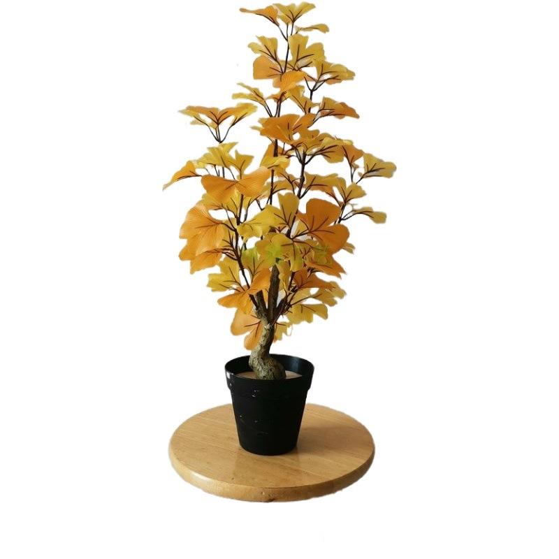仿真绿植盆栽塑料杆树脂60cm150cm 180cm黄色银杏小盆栽