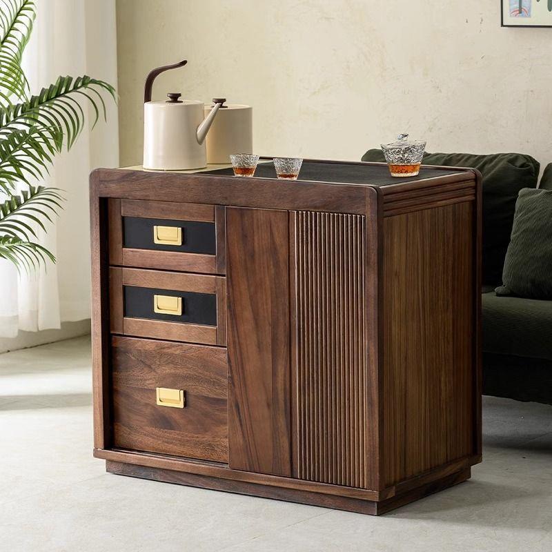 胡桃木茶水柜实木茶台侧边柜烧水壶一体客厅移动边几阳台小茶桌