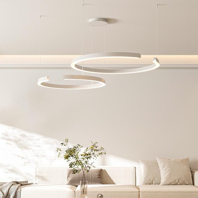 24年新款客厅吊灯现代简约大气主灯餐厅圆环奶油风广东中山灯具