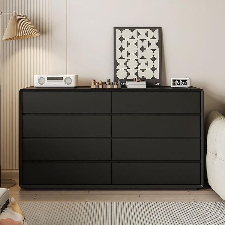 极简意式斗柜实木卧室床尾八斗柜黑色简约现代客厅靠墙储物抽屉柜