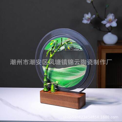 节节高升富贵竹高档创意流沙画沙漏摆件客厅家居玄关博古架装饰品