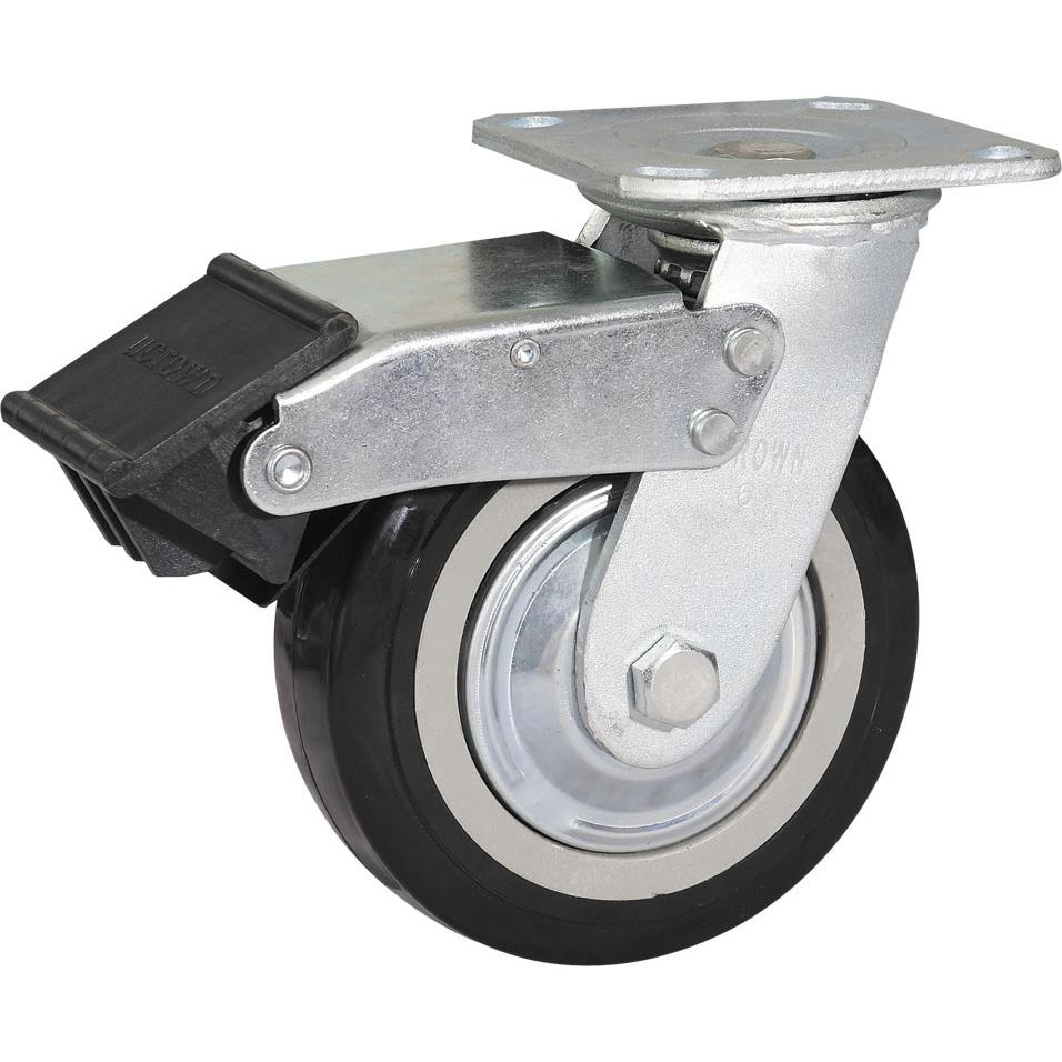 轮子 6寸重型聚氨脂万向带刹车轮优冠脚轮厂家直销黑色PU轮静音轮