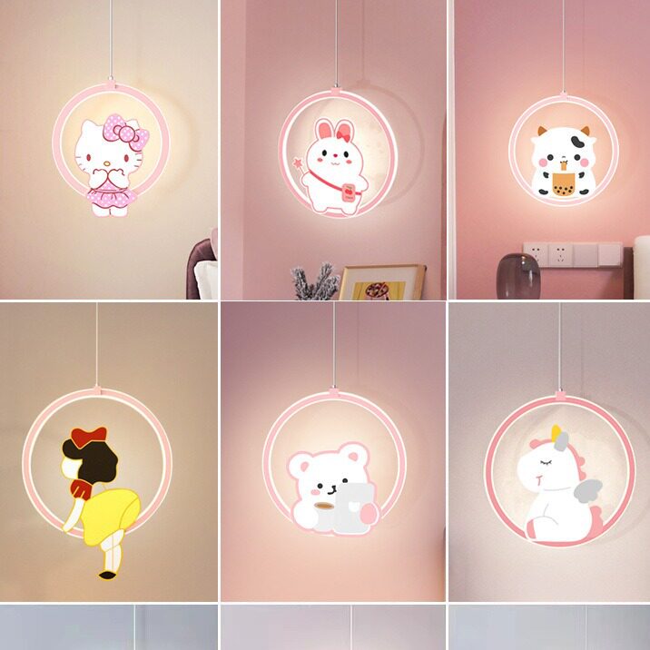 可爱粉色公主房kitty猫小吊灯