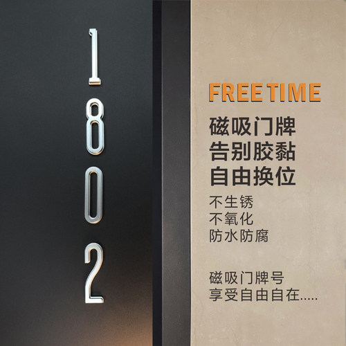 磁吸入户门牌号免胶黏磁吸门牌