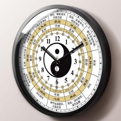 子午流注经络挂钟正骨针灸推拿拔罐店时钟采耳头疗养生馆石英钟表