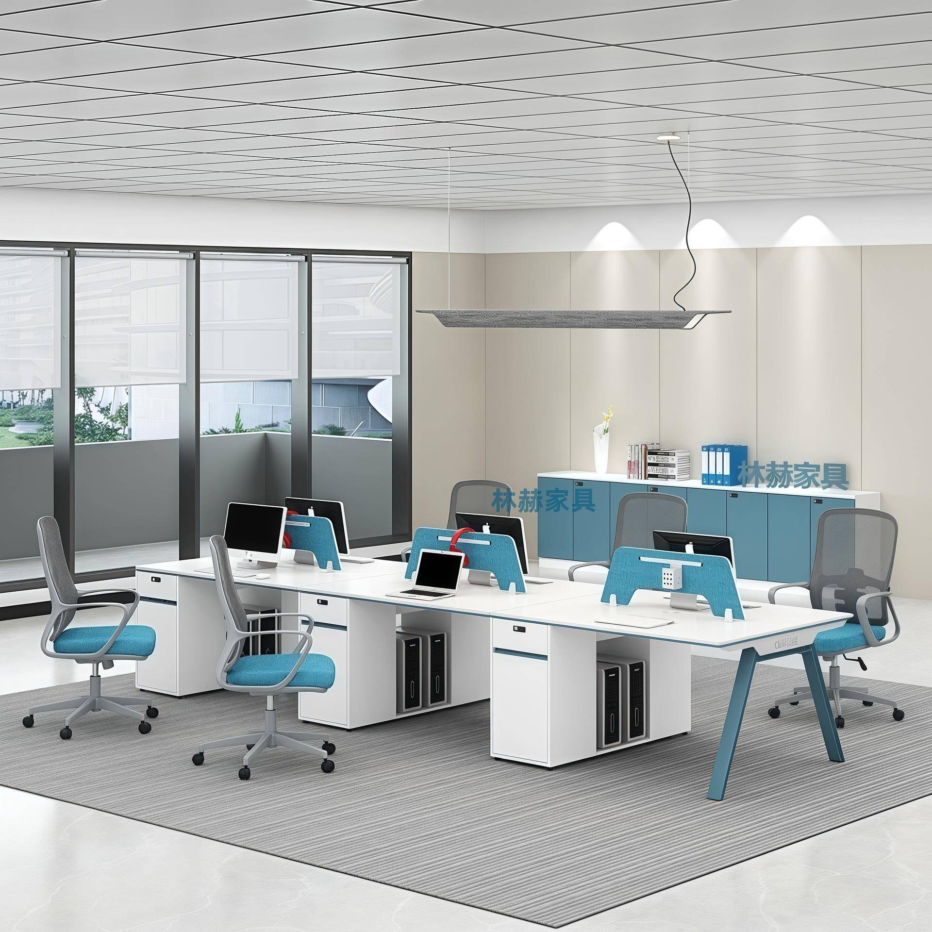 办公桌椅组合2四6单人员工位电脑室职员桌屏风卡座位简约现代家具