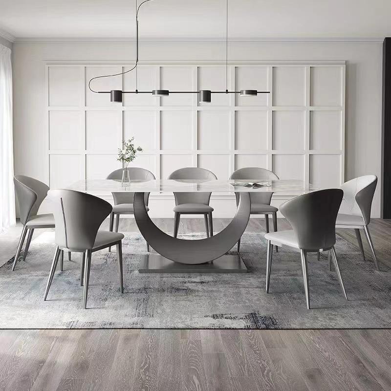 意式极简岩板餐桌大小户型轻奢现代简约高端长方形创意设计师餐桌