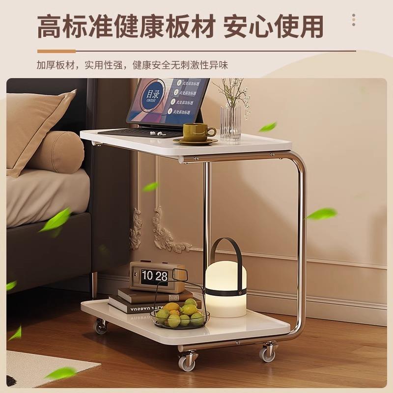 移动沙发边几茶几带轮家用宿舍卧室床头置物架客厅网红铁艺小桌子
