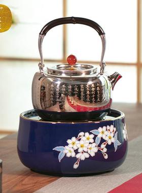 莺歌烧电陶炉静音迷你烧水煮茶器银壶铁壶蒸煮壶煮茶静音家用煮茶