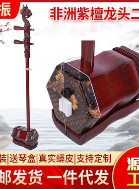 紫檀龙头二胡二弦胡琴赠送礼包古典乐器二胡琴师表演弹奏二胡