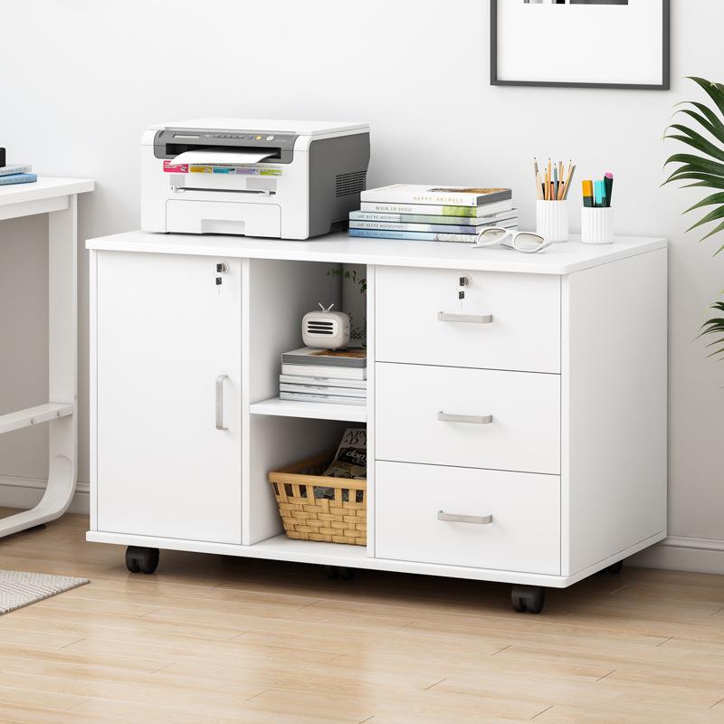文件柜办公柜木质带锁小柜子打印机柜抽屉柜落地矮柜储物柜收纳柜
