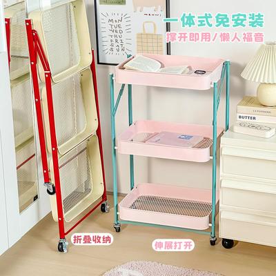 免安装落地零食折叠小推车大容量多层卧室客厅厨房可移动置物架