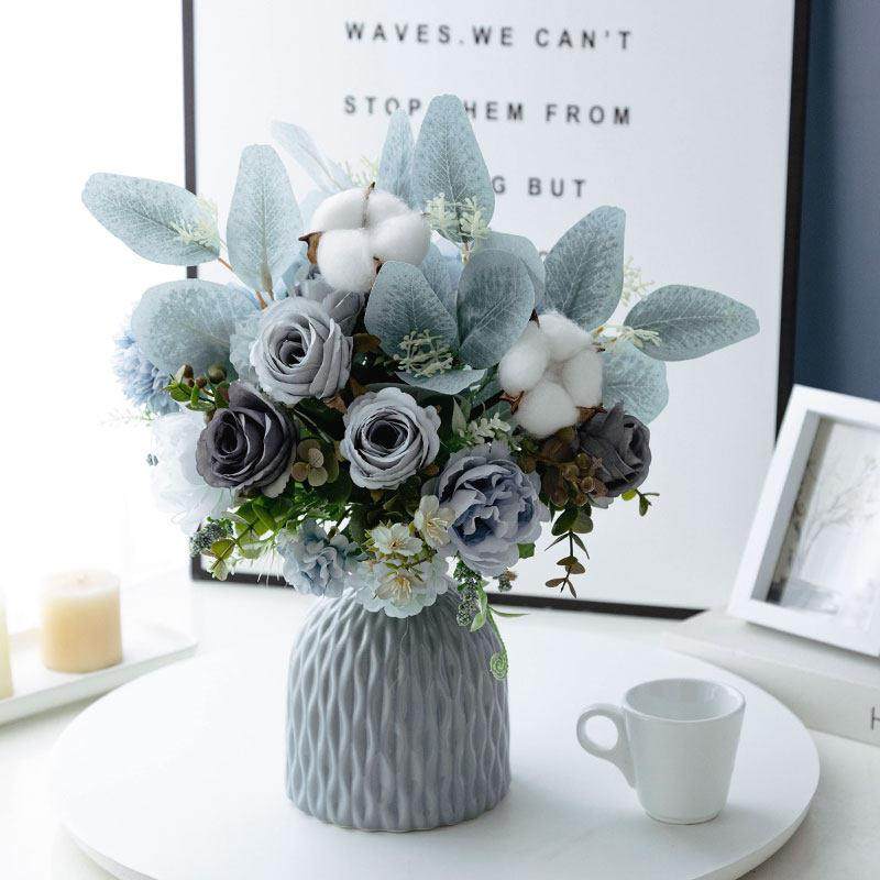 仿真花假花花束北欧蓝色系客厅茶几餐桌电视柜插花花艺装饰摆件设,家居饰品,仿真花/假花,淘宝优惠券,粉丝福利购,淘宝优惠卷