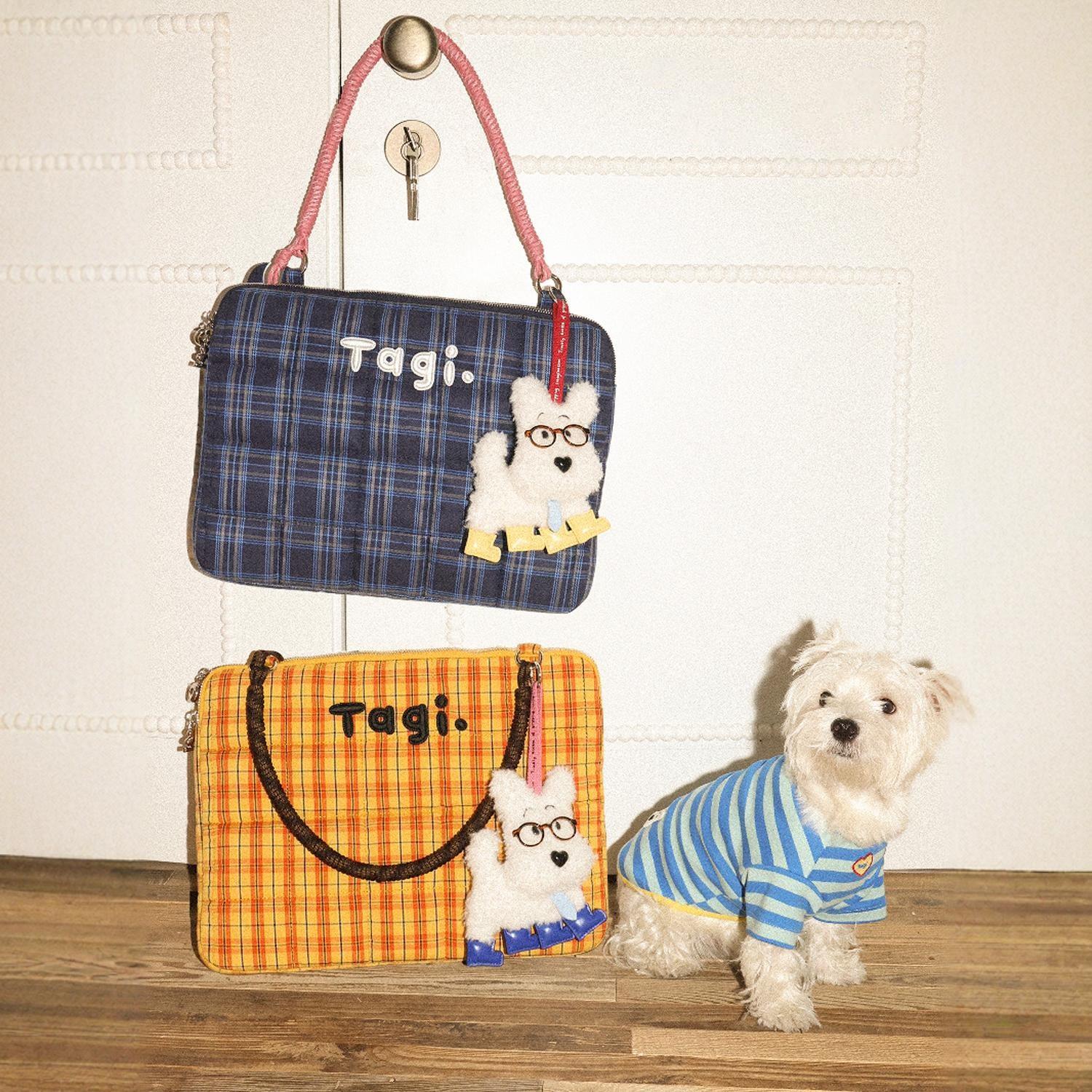 Tagi电脑包新款哈哈小狗刺绣手提单肩笔记本包充棉防撞创意设计女生