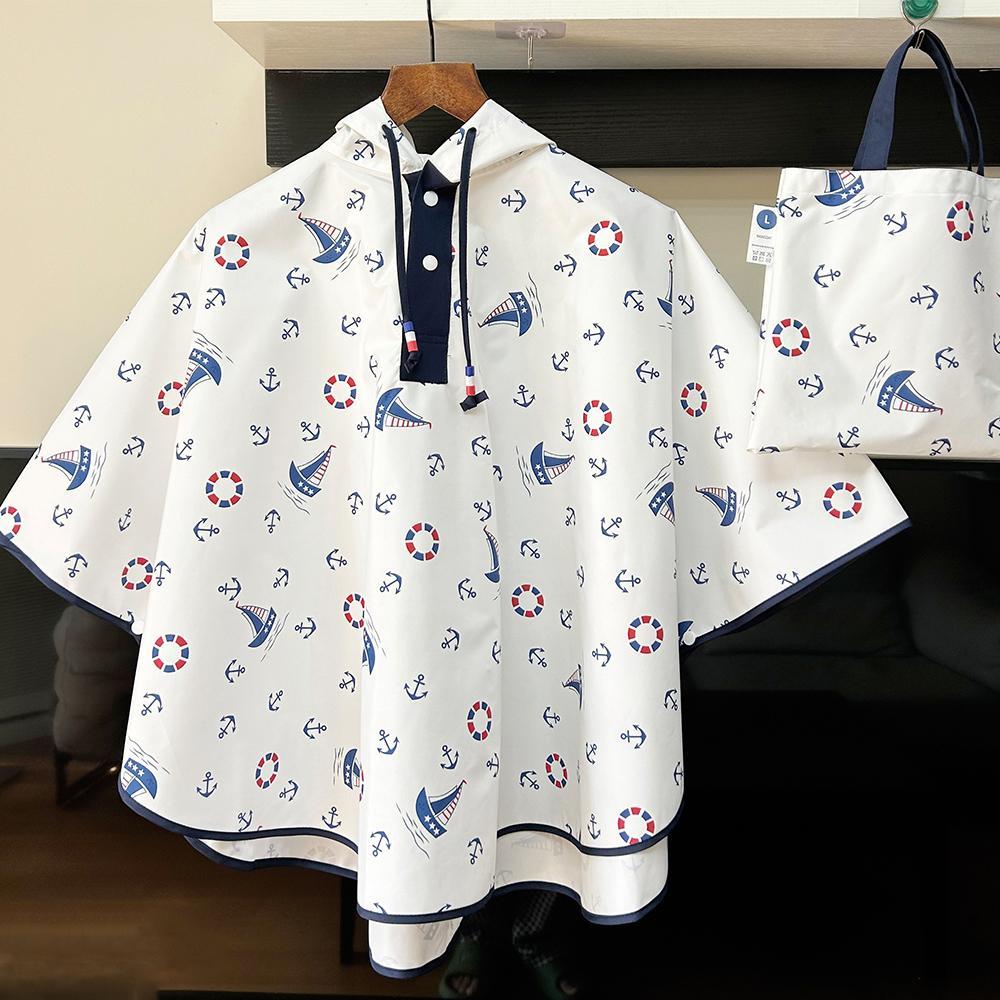 日系儿童雨衣男女童全身防水带书包位中大童学生上学专用斗篷雨披