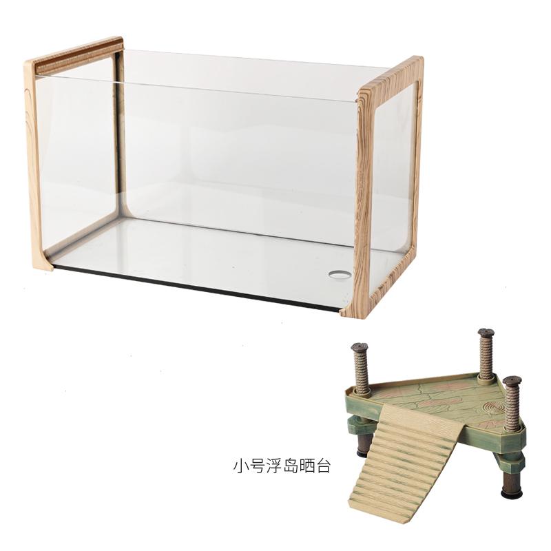 乌龟缸带晒台别墅专用缸生态造景水陆玻璃缸养巴西小乌龟客厅房子