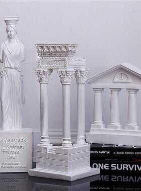希腊古城神庙建筑模型装饰摆件家居客厅博古架办公室树脂雕塑摆设