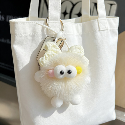 可爱狐狸毛蝴蝶结车钥匙扣包挂件