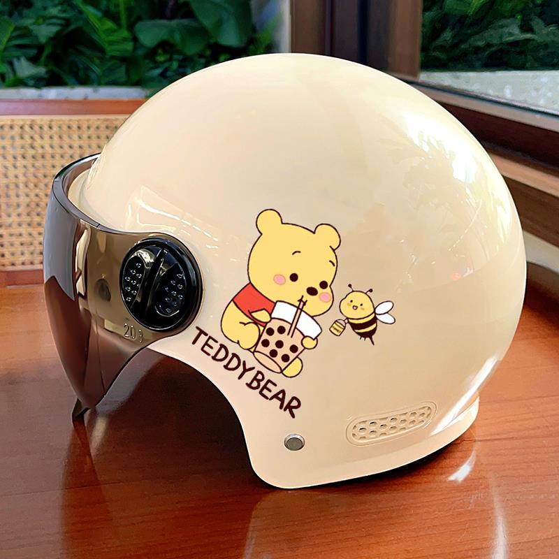 儿童款电动车头盔夏季女孩新款卡通蜜蜂熊电频车四季通用安全头盔