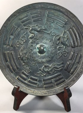 纯铜大号仿古做旧铜镜老镜子工艺品摆件家居玄关卧室装饰影视道具