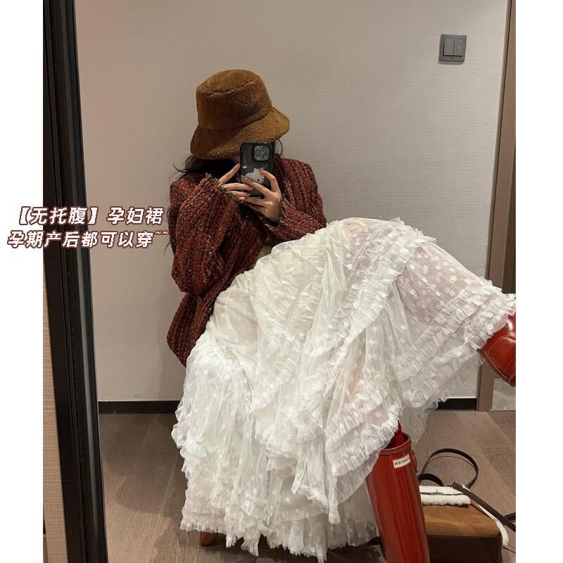 孕妇半身裙2025春装新款无托腹仙女网纱裙高级感甜美公主蓬蓬裙女