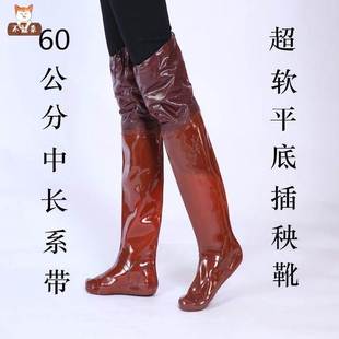下田插秧水鞋软底女长筒雨靴男水袜稻田J靴子农田鞋水田靴农用栽