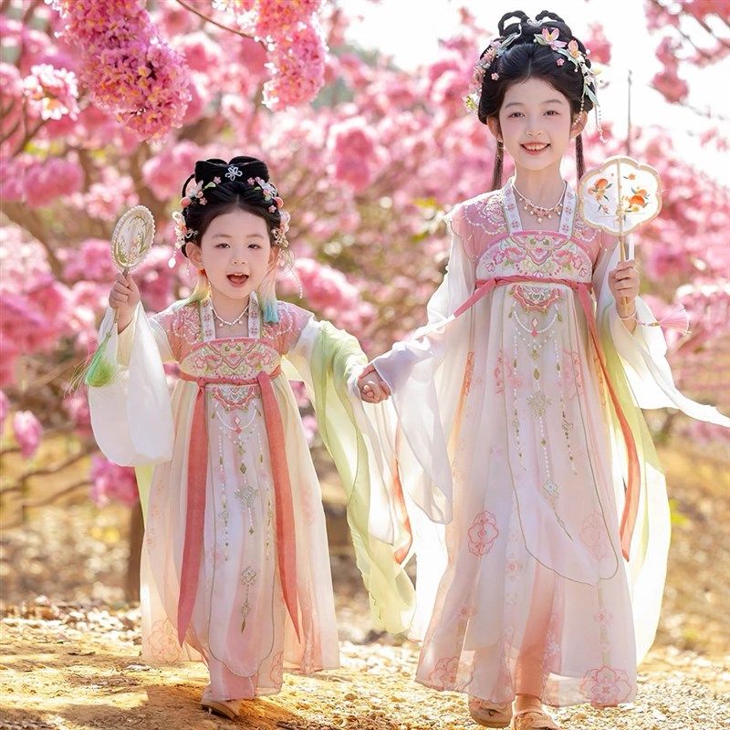 女童2025新款春季花神唐装国风连衣裙春秋儿童女宝古风超仙裙子