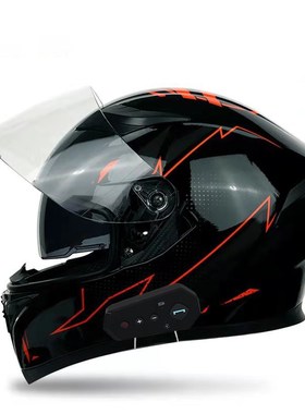 电动摩托车全盔头盔男带蓝牙耳机内置女安全头帽机车骑行奎四季灰