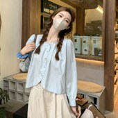 衬衣 孕妇套装 韩系宽松甜美长袖 新款 纯棉托腹半身长裙两件套 春季