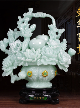 荣华富贵牡丹f花摆件乔迁新居工艺品装饰电视酒柜中式书房开业礼