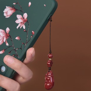 朱砂貔貅手机链挂绳挂饰男女短款 龙本命年小挂件朱砂吊坠 紫砂个性