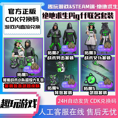 PUBG绝地求生pigff朱芳芳联名背包武器CDK兑换码猪猪女仆战术小队
