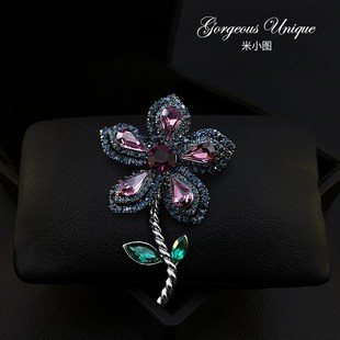 1763别致奢华典雅复古花朵胸针精致高档女款胸花礼服外套别针配饰