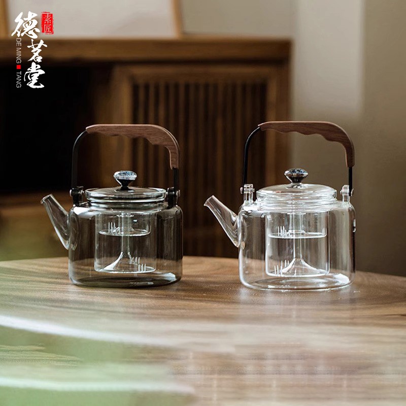 德茗堂电陶炉专用煮茶壶耐高温玻璃壶烧水加厚P茶具轻奢星空提梁