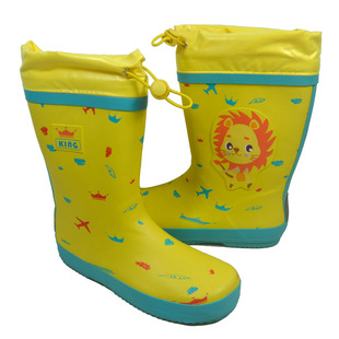 儿童雨鞋男童卡通水鞋女童大童雨靴学生中筒水靴天然橡胶鞋套黄色