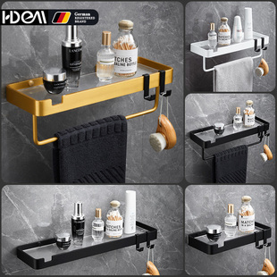 太空铝免打孔浴室壁挂置物架阳台牙杯架盥洗架子R亚克力一字隔板