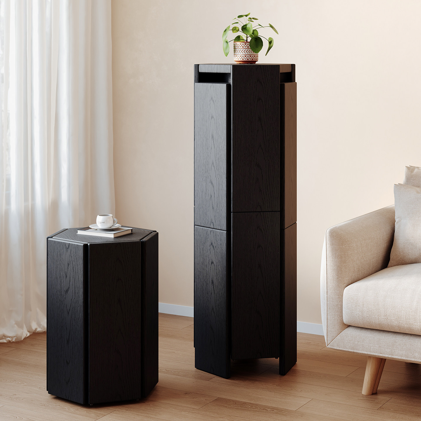 【实木双栖凳】凳子边几随意摆放