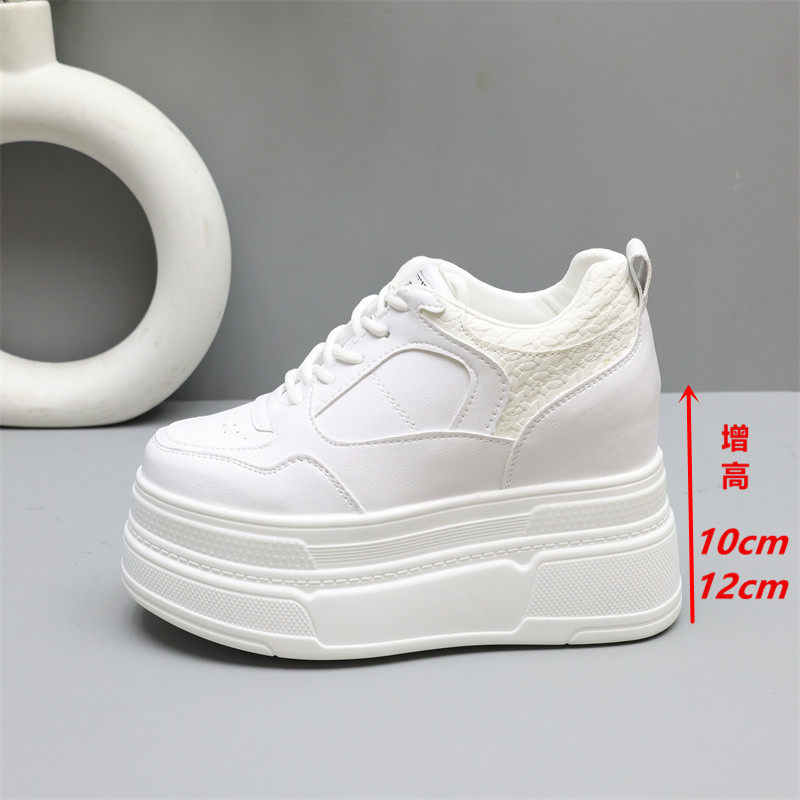 12公分小个子隐形内增高厚底松糕超高跟10cm2025新款小白鞋女单鞋