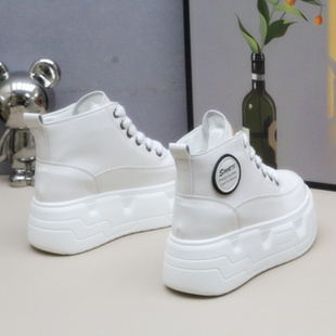 超高跟6cm10cm厚底鞋2023年冬新款加绒保暖内增高女鞋8cm高帮鞋