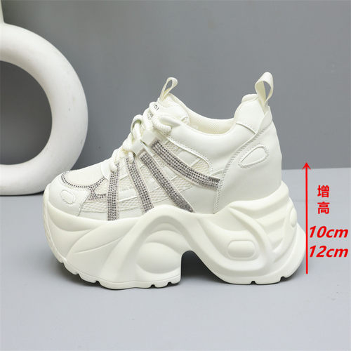 内增高老爹鞋女12cm小个子2025秋冬新款加绒10cm厚底小白鞋子棉鞋