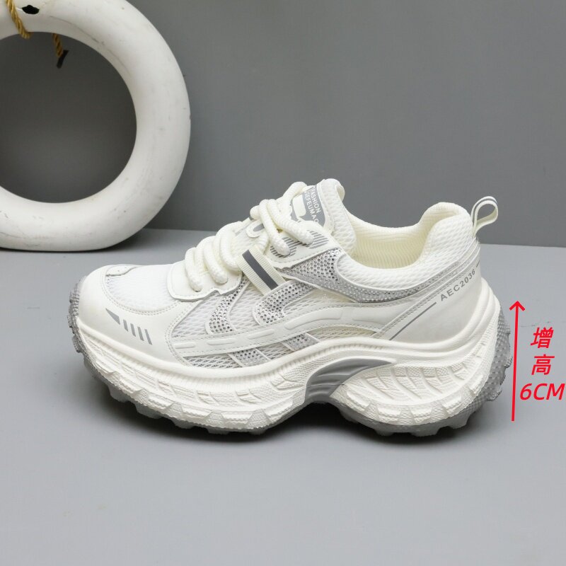 隐形增高6cm显脚小透气老爹鞋