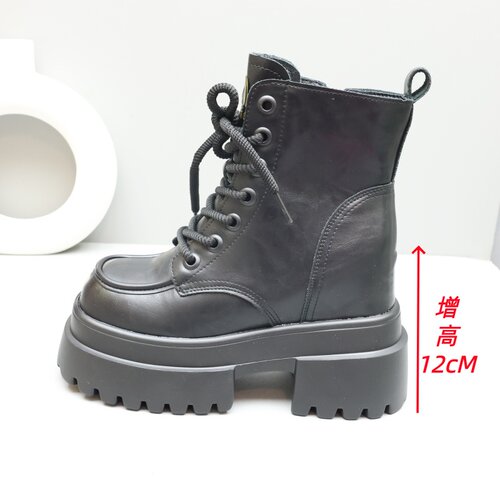 12CM内增高加绒皮毛一体马丁靴
