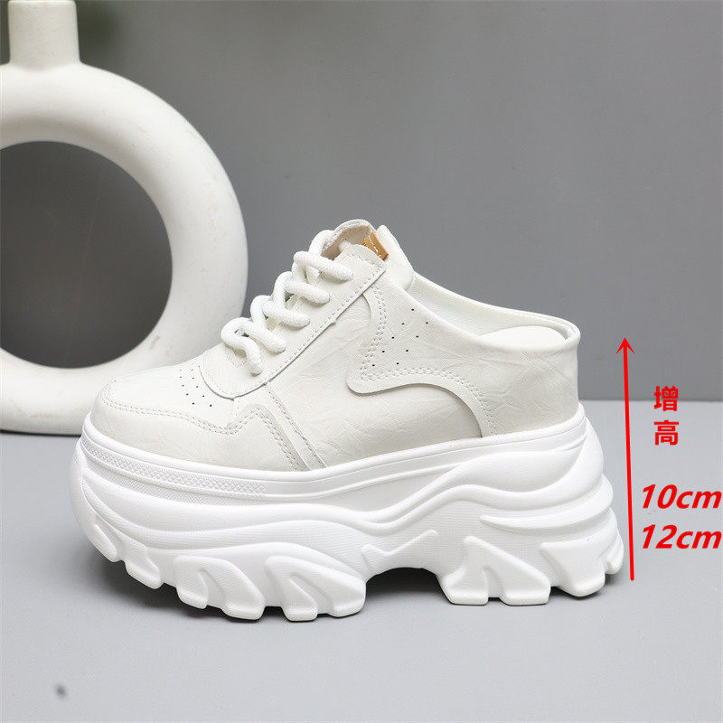 12cm内增高女鞋2025新款夏季小个子休闲运动厚底10cm包头半拖鞋女